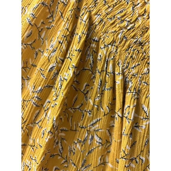 Melloday Yellow Gold Off Shoulder Floral Blouse Size XL - Picture 2 of 5